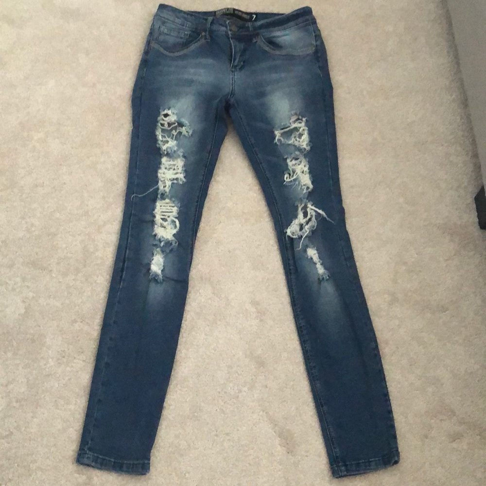 Blue ripped jeans